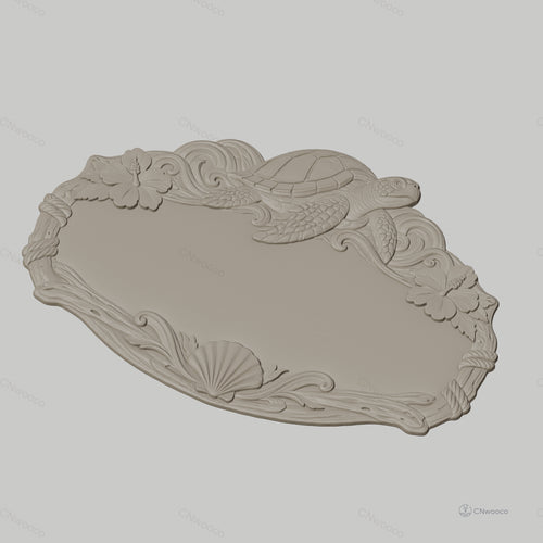 Fichier CNC & impression 3D enseigne décorative tortue marine et coquillages, STL très haute qualité