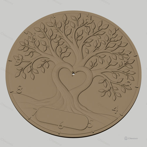 Fichier CNC & impression 3D horloge murale arbre en coeur romantique STL