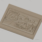 Fichier CNC & impression 3D Route 66, pick-up ancien et station-service, haute qualité relief STL