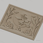 Fichier CNC & impression 3D Halloween, sorcière volante, citrouilles, chauves-souris, tombe, haute qualité relief STL