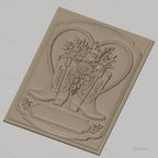 Fichier CNC & impression 3D thème western, bottes de cowboy et bouquet de fleurs, haute qualité relief STL