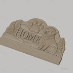 Fichier CNC porte-clés mural enseigne murale chien et patte, décor accueil HOME, STL très haute qualité