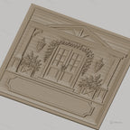 Fichier CNC & impression 3D façade de maison avec porte, fleurs, lanternes, haute qualité relief STL