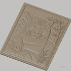 Fichier CNC & impression 3D tigre reposant, relief montagne arbre haute qualité relief STL