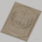 Fichier CNC & impression 3D thème mariage, croix, livre ouvert, anneaux, branches d'olivier, haute qualité relief STL