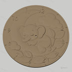 Fichier CNC & impression 3D horloge murale éléphant mignon et lune STL