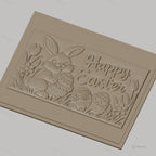 Fichier CNC & impression 3D Lapin de Pâques, oeufs décorés et fleurs, haute qualité relief STL
