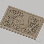 Fichier CNC & impression 3D escargot et fleurs, relief floral détaillé haute qualité relief STL