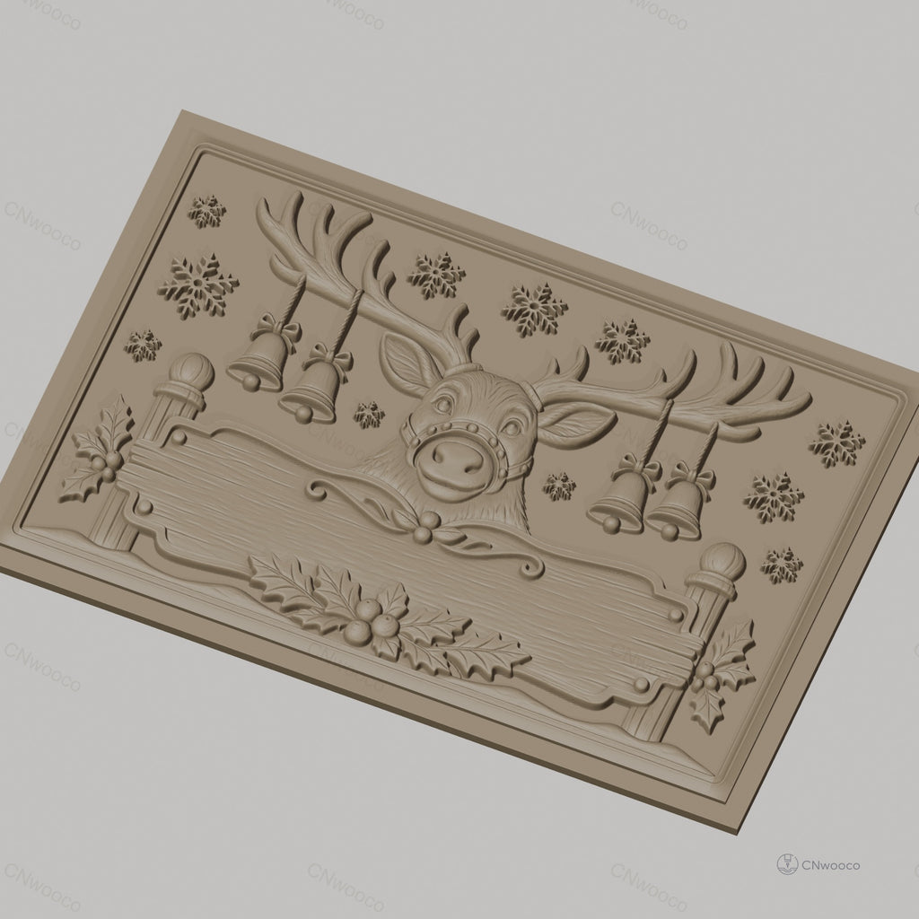 Fichier CNC & impression 3D renne de Noël, cloches, flocons de neige, relief festif haute qualité relief STL