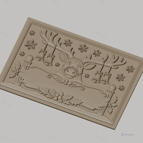 Fichier CNC & impression 3D renne de Noël, cloches, flocons de neige, relief festif haute qualité relief STL