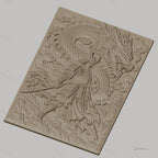 Fichier CNC & impression 3D samouraï et dragon japonais, guerrier en armure avec épée et paysage montagneux, haute qualité relief STL