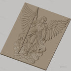 Fichier CNC & impression 3D ange guerrier avec lance et ailes, haute qualité relief STL