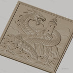 Fichier CNC & impression 3D dragon marin, phare et vagues sculptés, haute qualité relief STL