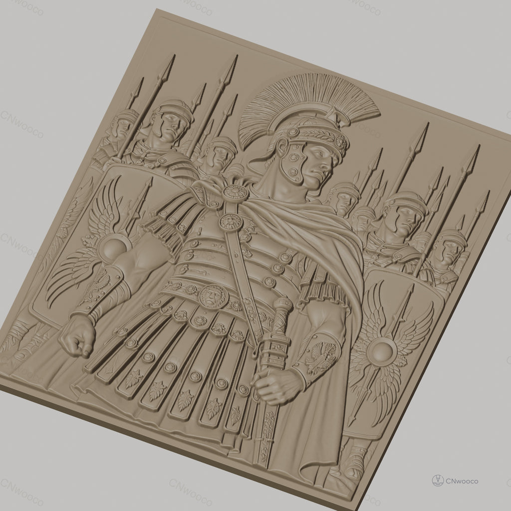 Fichier CNC & impression 3D soldat romain avec légionnaires et boucliers, haute qualité relief STL