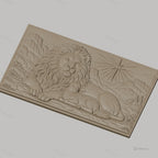 Fichier CNC & impression 3D Lion et agneau, paysage montagneux avec étoile, haute qualité relief STL