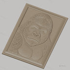 Fichier CNC & impression 3D gorille, portrait animal détaillé, haute qualité relief STL