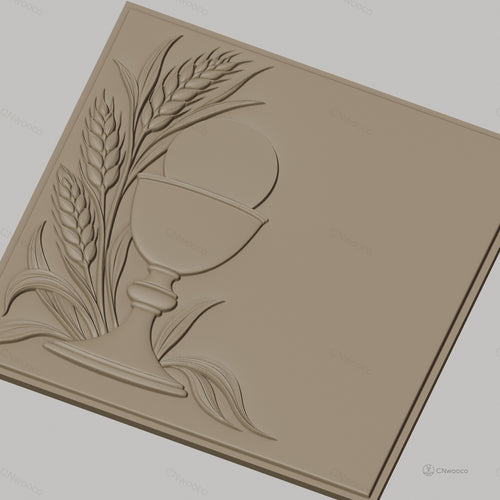 Fichier CNC & impression 3D calice avec épis de blé, haute qualité relief STL