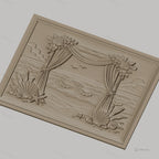 Fichier CNC & impression 3D scène plage, rideaux, coquillages, vague haute qualité relief STL