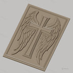 Fichier CNC & impression 3D Croix avec ailes d'ange, haute qualité relief STL