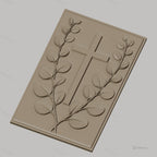 Fichier CNC & impression 3D Croix chrétienne et feuilles, haute qualité relief STL