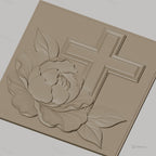 Fichier CNC & impression 3D fleur et croix chrétienne, relief délicat haute qualité relief STL