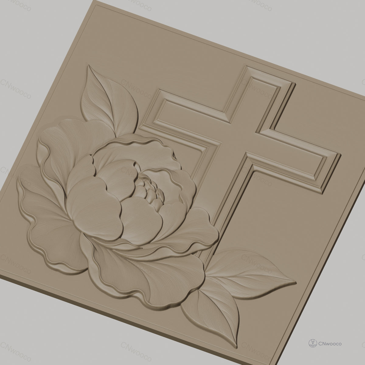 Fichier CNC & impression 3D fleur et croix chrétienne, relief délicat haute qualité relief STL