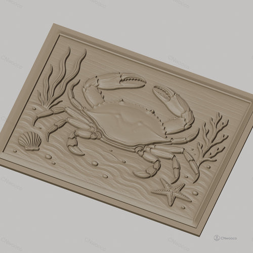 Fichier CNC & impression 3D crabe marin, étoile de mer, coquillage et algues, haute qualité relief STL