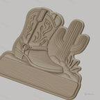 Fichier CNC & impression 3D décoration western bottes et cactus, STL très haute qualité