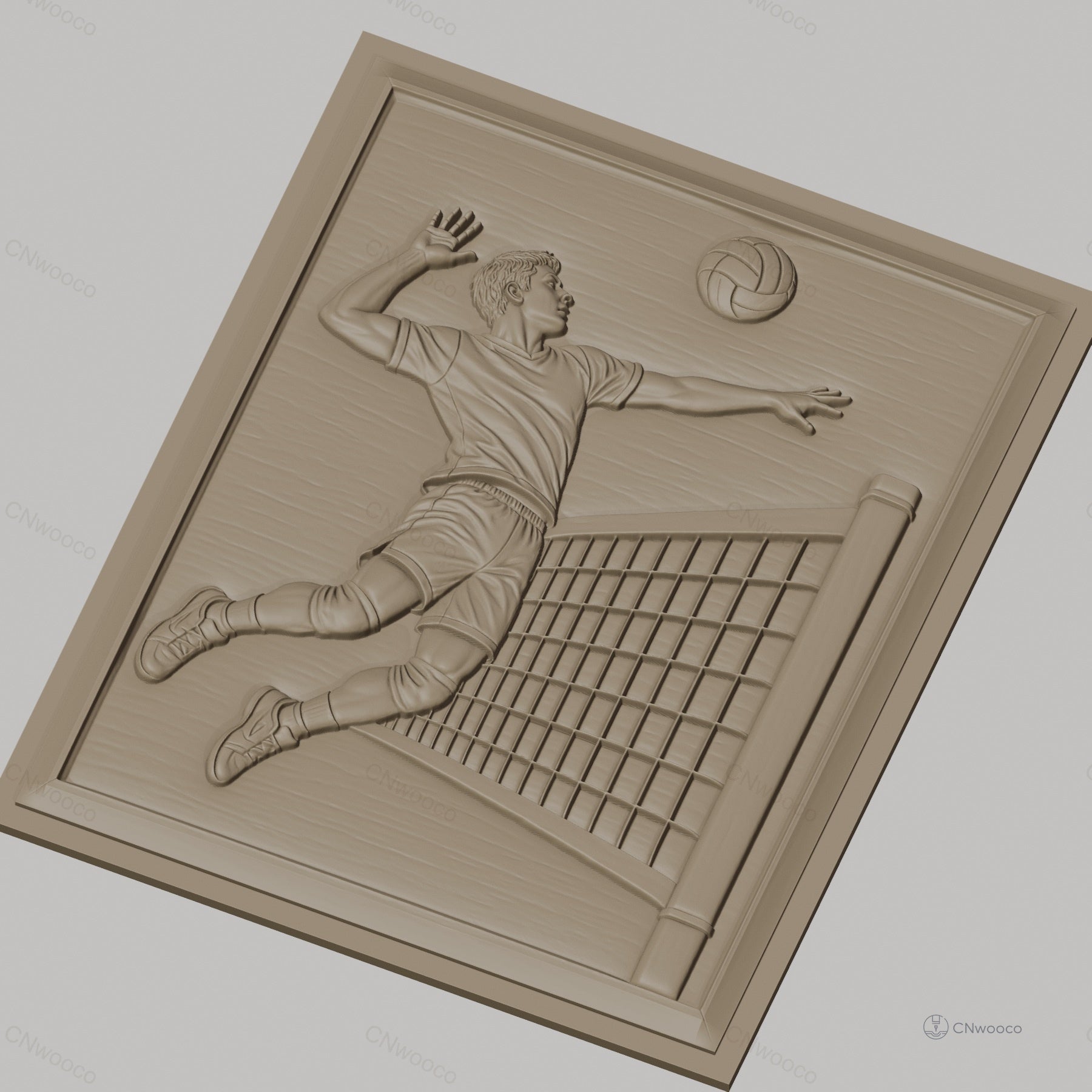 Fichier CNC & impression 3D Volleyball homme saut et filet haute qualité relief STL