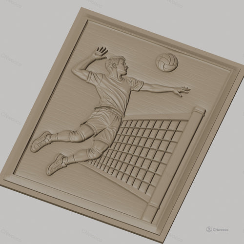 Fichier CNC & impression 3D Volleyball homme saut et filet haute qualité relief STL