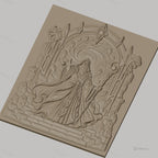 Fichier CNC & impression 3D magicien avec portail magique et bâton, haute qualité relief STL