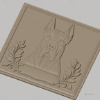Fichier CNC & impression 3D chien dogue allemand portrait relief feuilles haute qualité relief STL