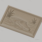 Fichier CNC & impression 3D alligator dans l'eau avec végétation, haute qualité relief STL
