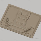Fichier CNC & impression 3D chien berger, tête en relief avec branches décoratives, haute qualité relief STL