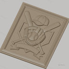 Fichier CNC & impression 3D baseball, batte, gant et casquette, haute qualité relief STL
