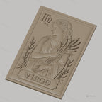 Fichier CNC & impression 3D signe astrologique Vierge, jeune femme tenant des épis, haute qualité relief STL
