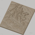 Fichier CNC & impression 3D Jésus marchant sur l'eau, bateau et vagues détaillés, haute qualité relief STL