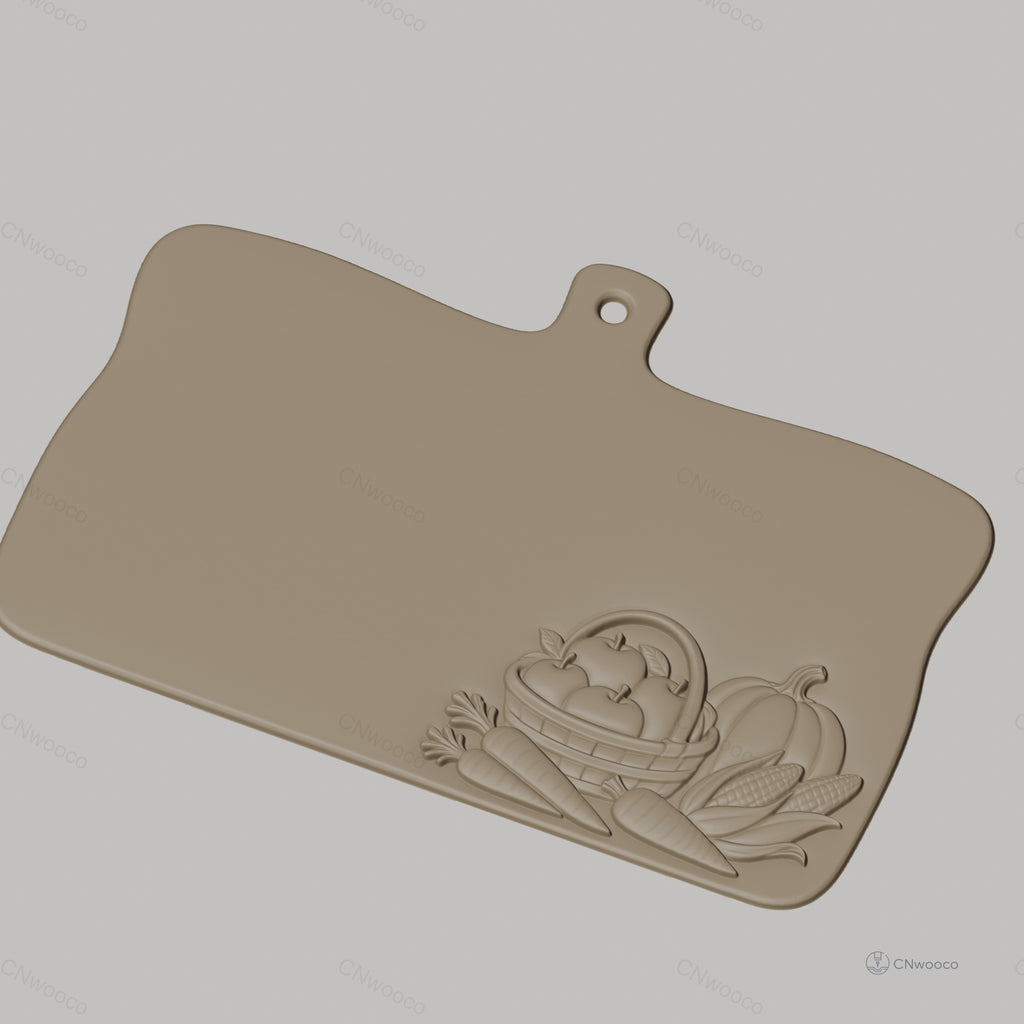 Fichier CNC Planche à découper avec légumes en bas-relief, STL