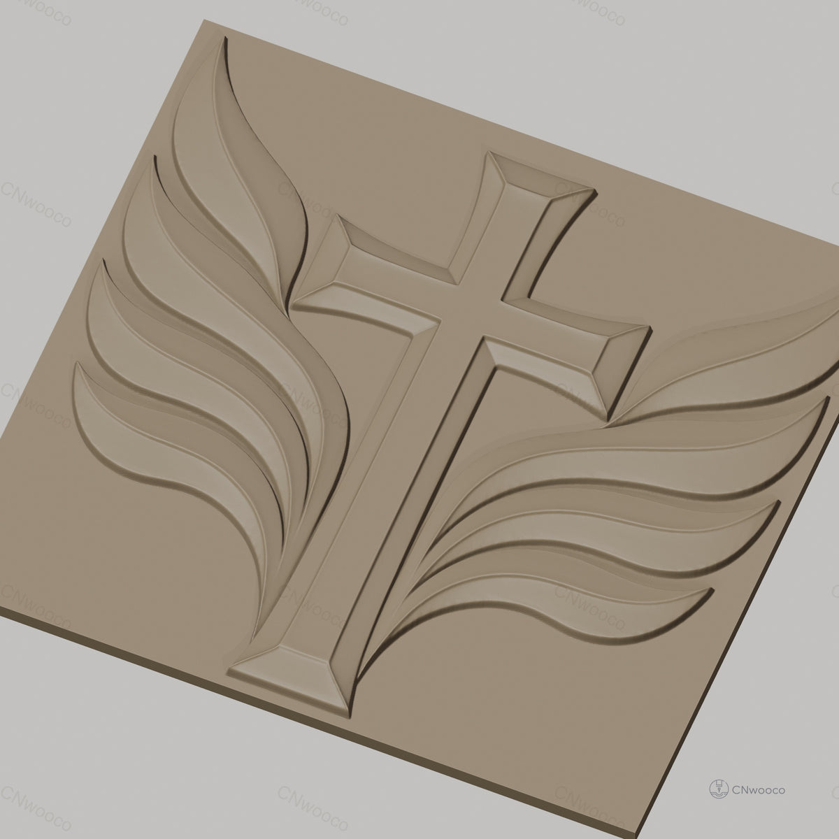 Fichier CNC & impression 3D croix chrétienne avec ailes, haute qualité relief STL