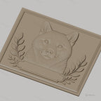Fichier CNC & impression 3D visage de loup, feuillages décoratifs, haute qualité relief STL