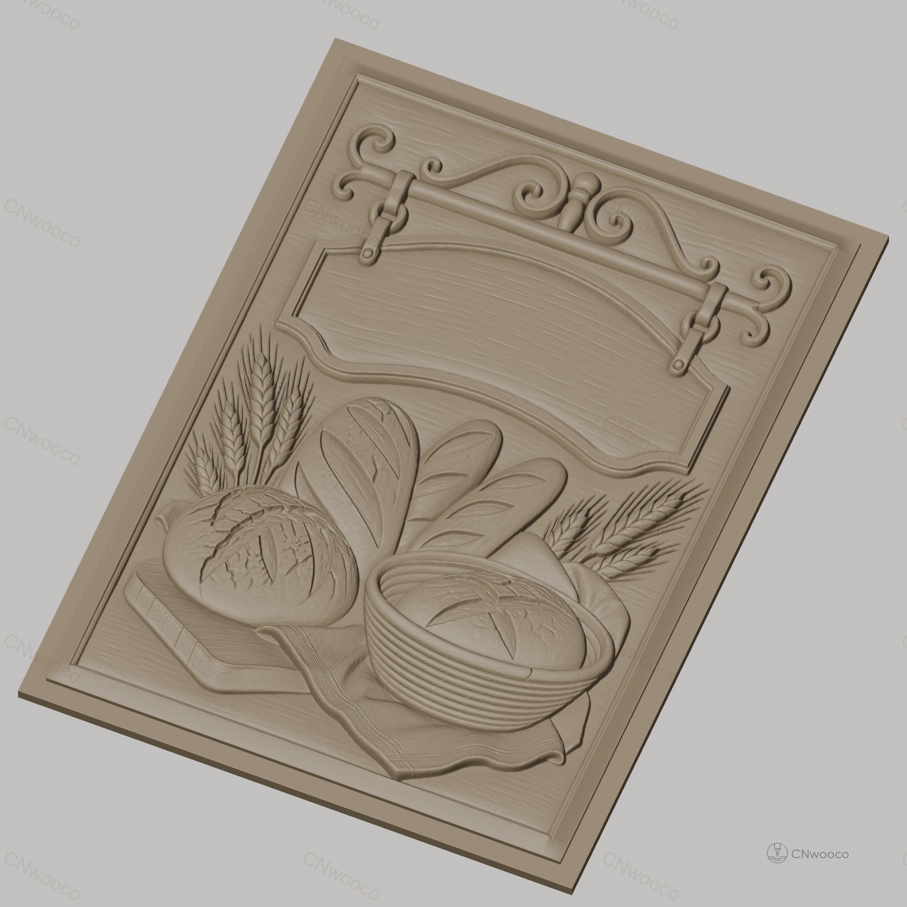 Fichier CNC & impression 3D pain et blé, relief de différentes miches et épis, haute qualité relief STL