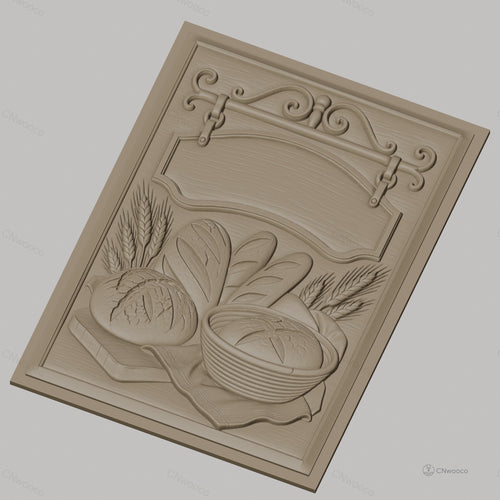 Fichier CNC & impression 3D pain et blé, relief de différentes miches et épis, haute qualité relief STL