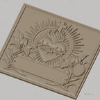Fichier CNC & impression 3D coeur sacré couronne d'épines fleurs haute qualité relief STL