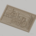 Fichier CNC & impression 3D paysage agricole, tracteur, grange, silo, épis de blé, haute qualité relief STL