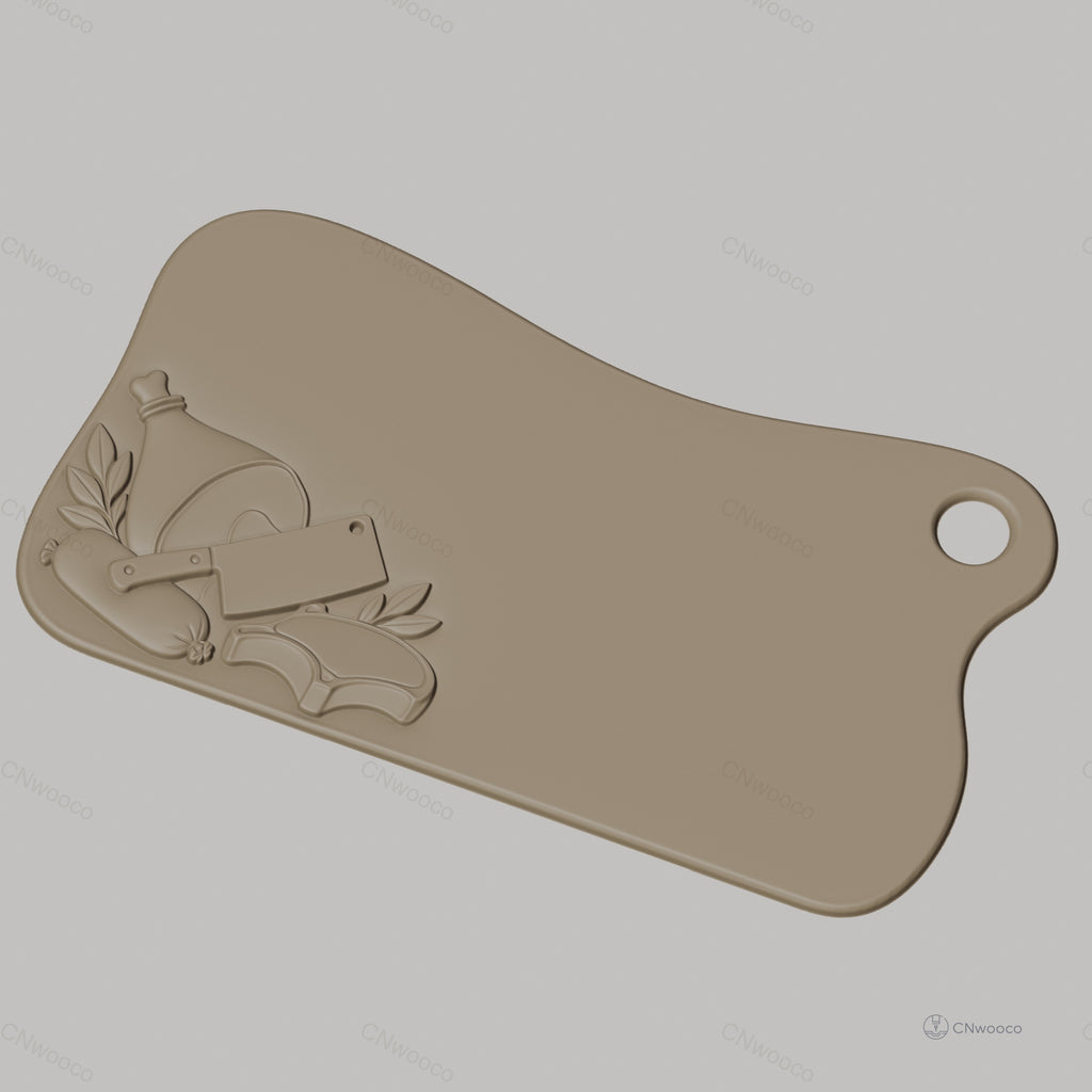 Fichier CNC planche à découper, viande, couteau, bas-relief pour sculpture sur bois, STL