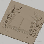 Fichier CNC & impression 3D livre ouvert et branches d'olivier, haute qualité relief STL
