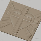 Fichier CNC & impression 3D coeur sacré avec croix et rayons, haute qualité relief STL