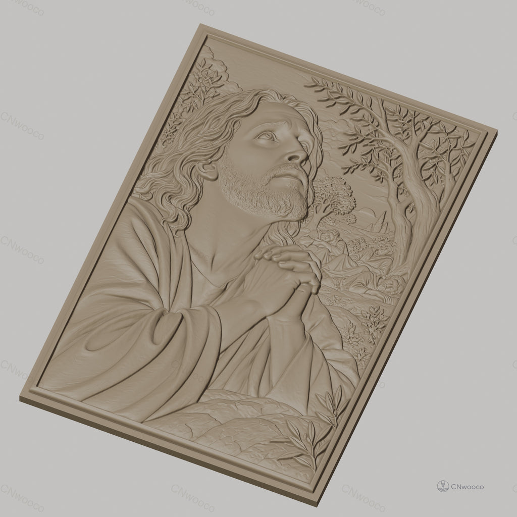 Fichier CNC & impression 3D Jésus en prière, scène du jardin de Gethsémani, haute qualité relief STL