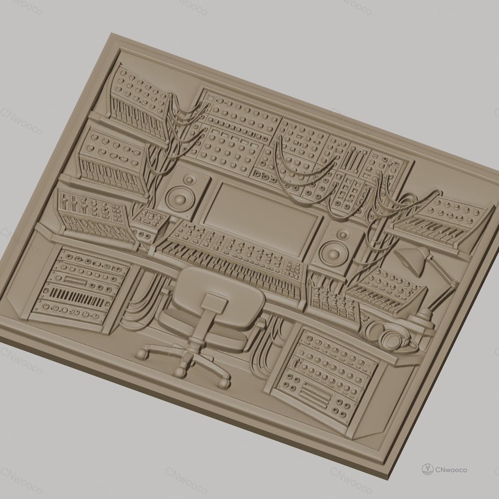 Fichier CNC & impression 3D studio musique électronique, synthétiseurs, clavier, casque, siège haute qualité relief STL