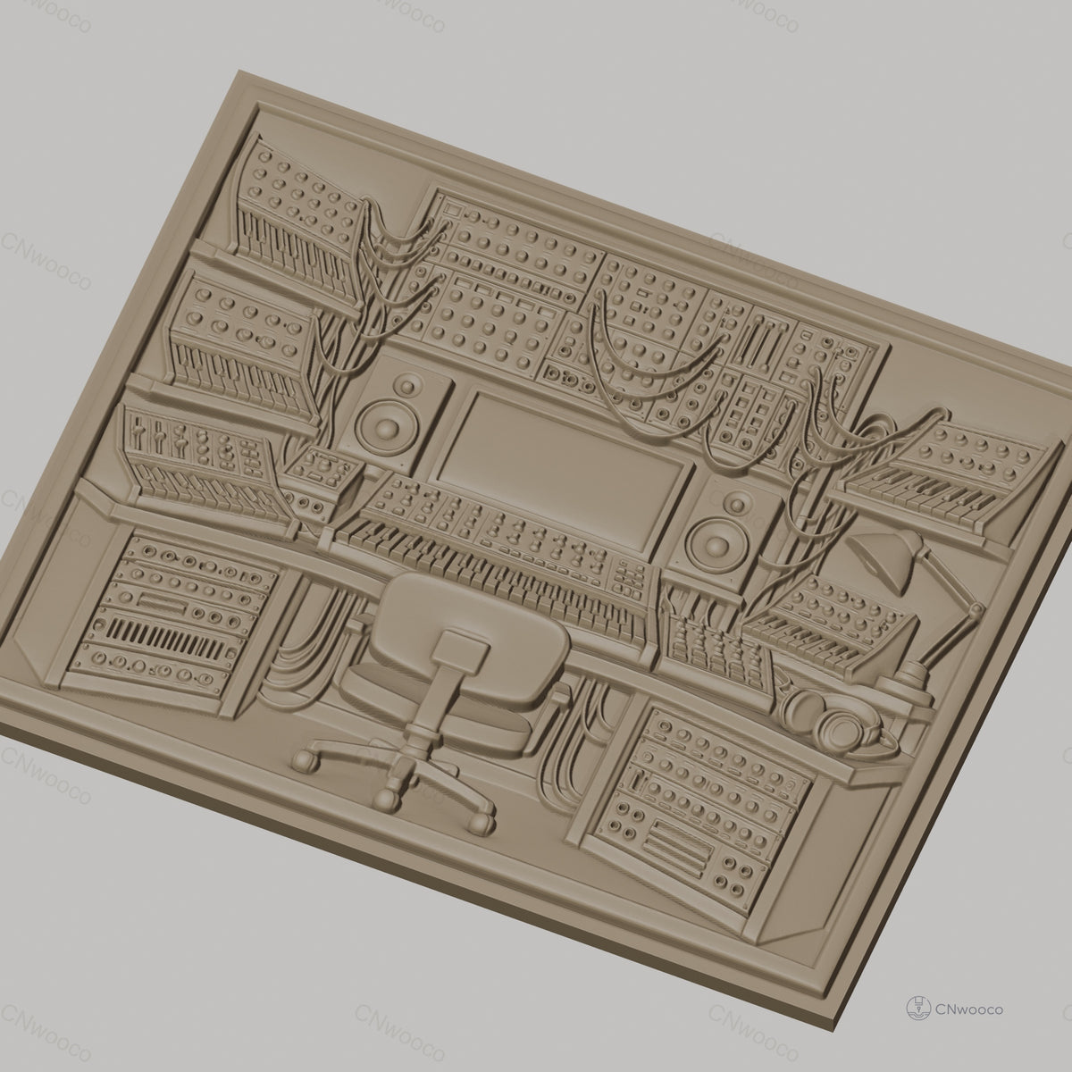 Fichier CNC & impression 3D studio musique électronique, synthétiseurs, clavier, casque, siège haute qualité relief STL